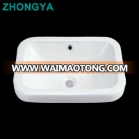 Chaozhou Modern Design Rectangular Ceramic Built-in Basin High Quality Counter Hand Wash Sink Bathroom